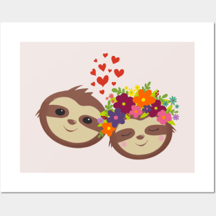 Frothy Sloth Couple Posters and Art